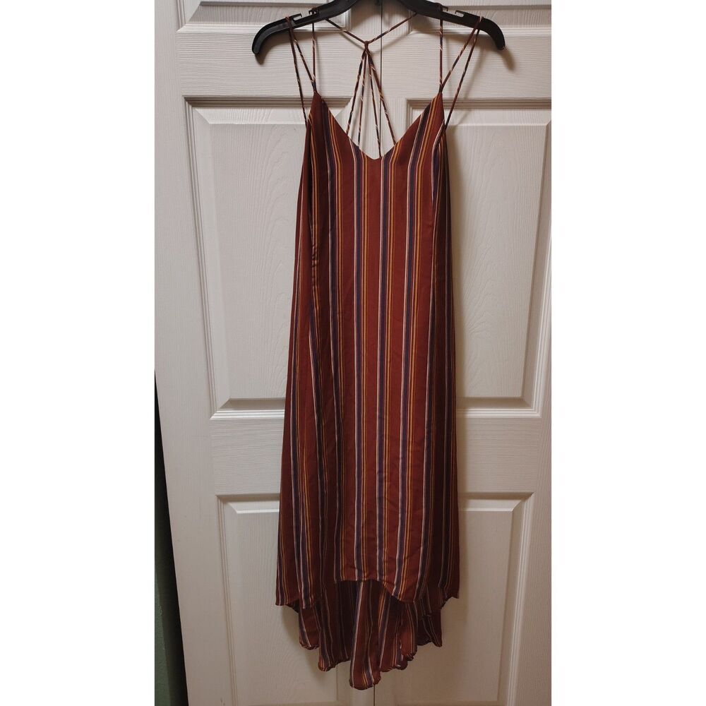 Lush Medium Brick Red, Blue, and Gold Sleeveless‎ Strap Dress